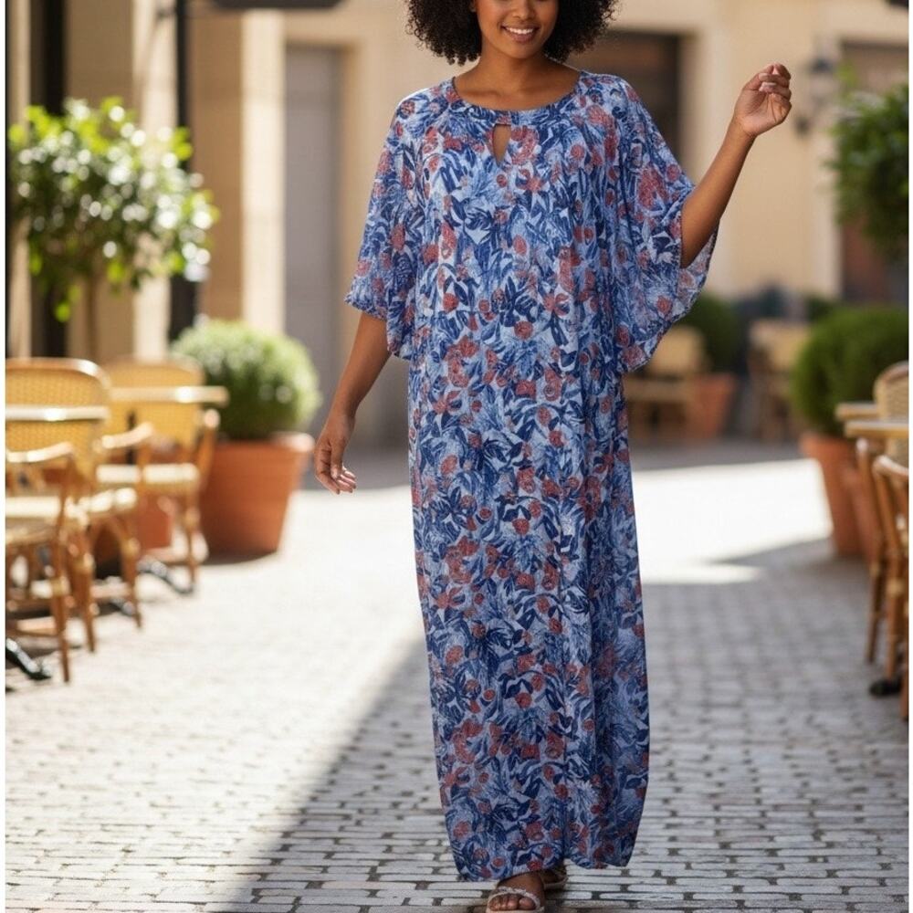 JunaRose Red White Blue Chiffon Maxi Dress SIZE 22 Wedding Party Flattering $90 - Picture 2 of 10